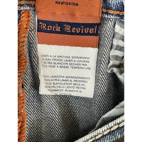 Rock Revival Jeans Womens 27 Blue Patti Boot Low Rise Cut Off Raw Hem Denim - Picture 11 of 16